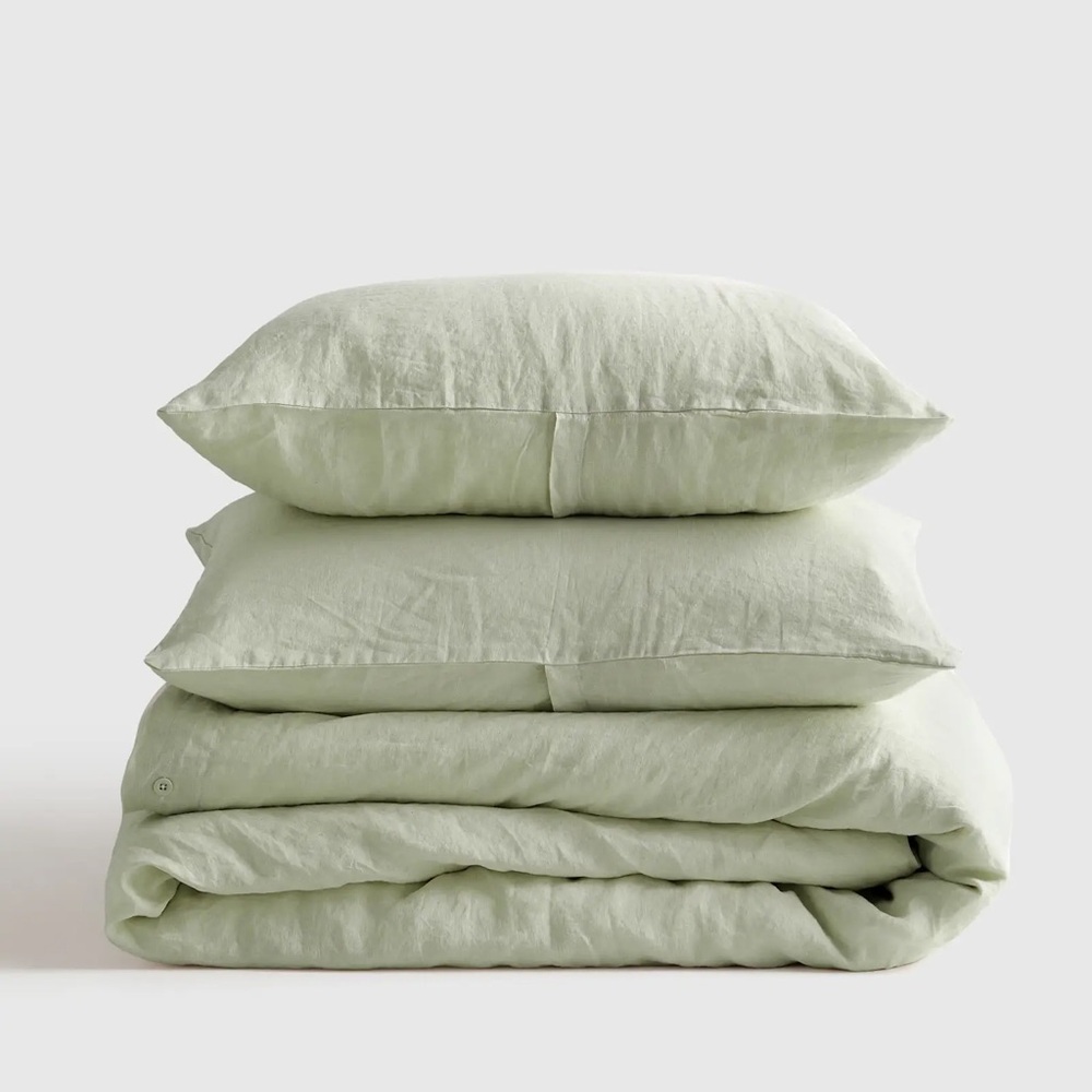 Quince Sage Green Linen Duvet Cover Set